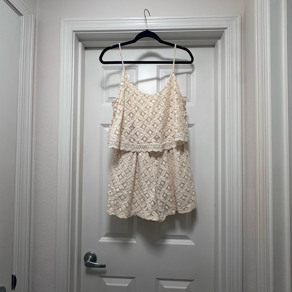 Elegant Cream Lace Romper
